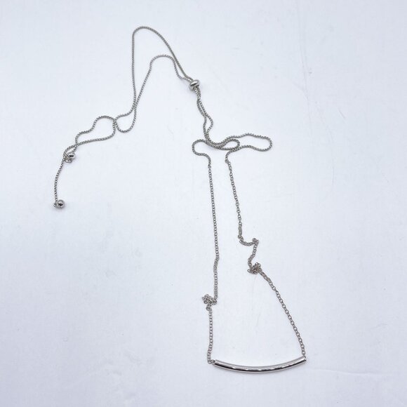 Kendra Scott Silver Bar Pendant Necklace Adjustable Chain - Picture 1 of 6